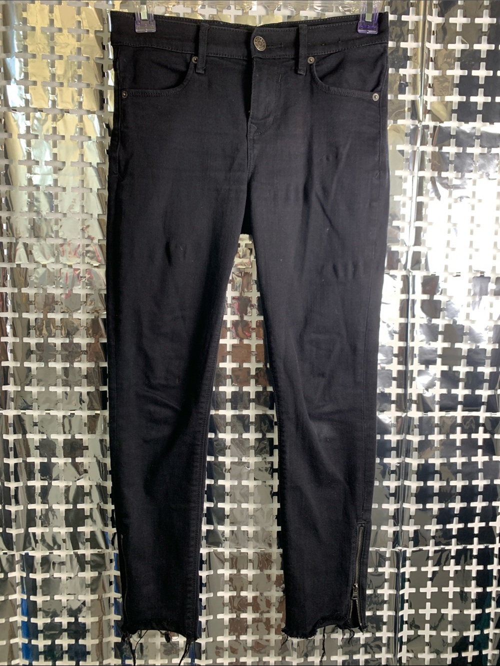 Express Black Skinny Jeans with Ankle Zippers
